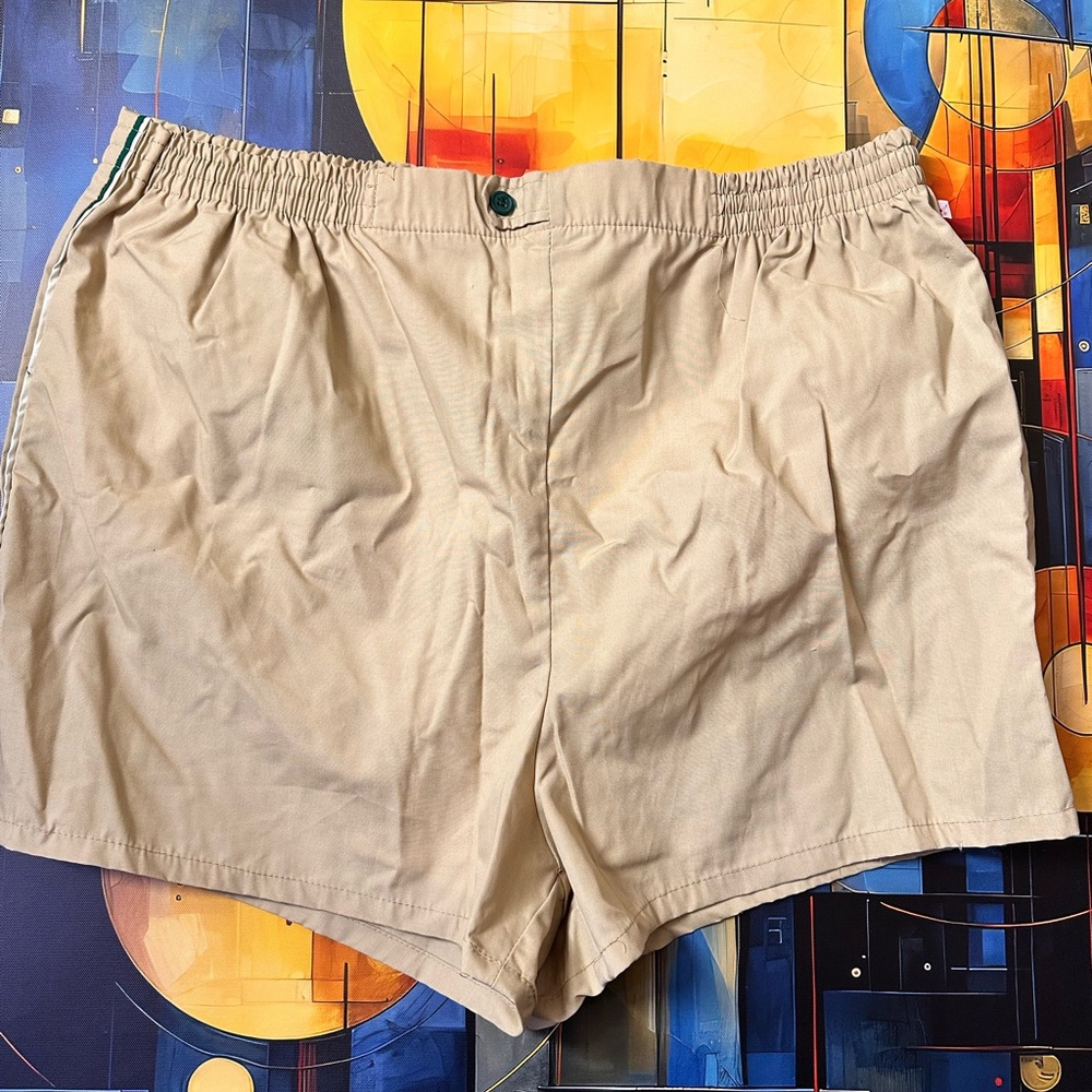 Vintage 70s 80s Jantzen Swim Trunks Khaki Tan Made in USA Size 50 Drawstring